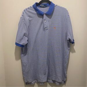 Polo Ralph Lauren Short Sleeve Striped Polo Shirt Blue White Men’s Size XL EUC
